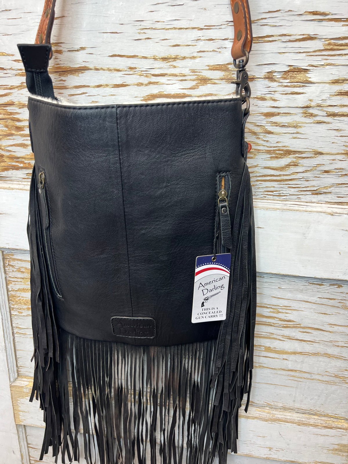 Black and White Cowhide Concealed Carry Purse, view 2