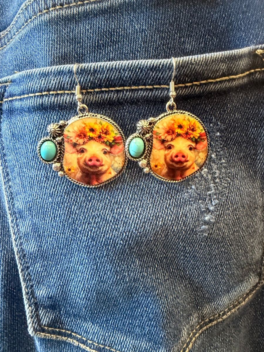 Cute Pig With Flower Crown