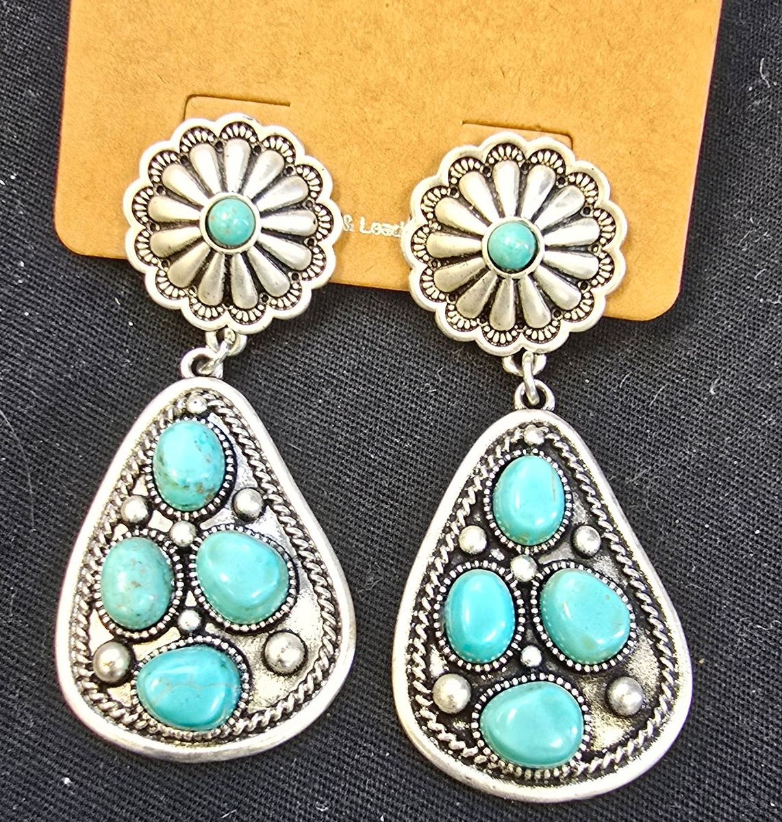Tear drop faux turquoise earrings