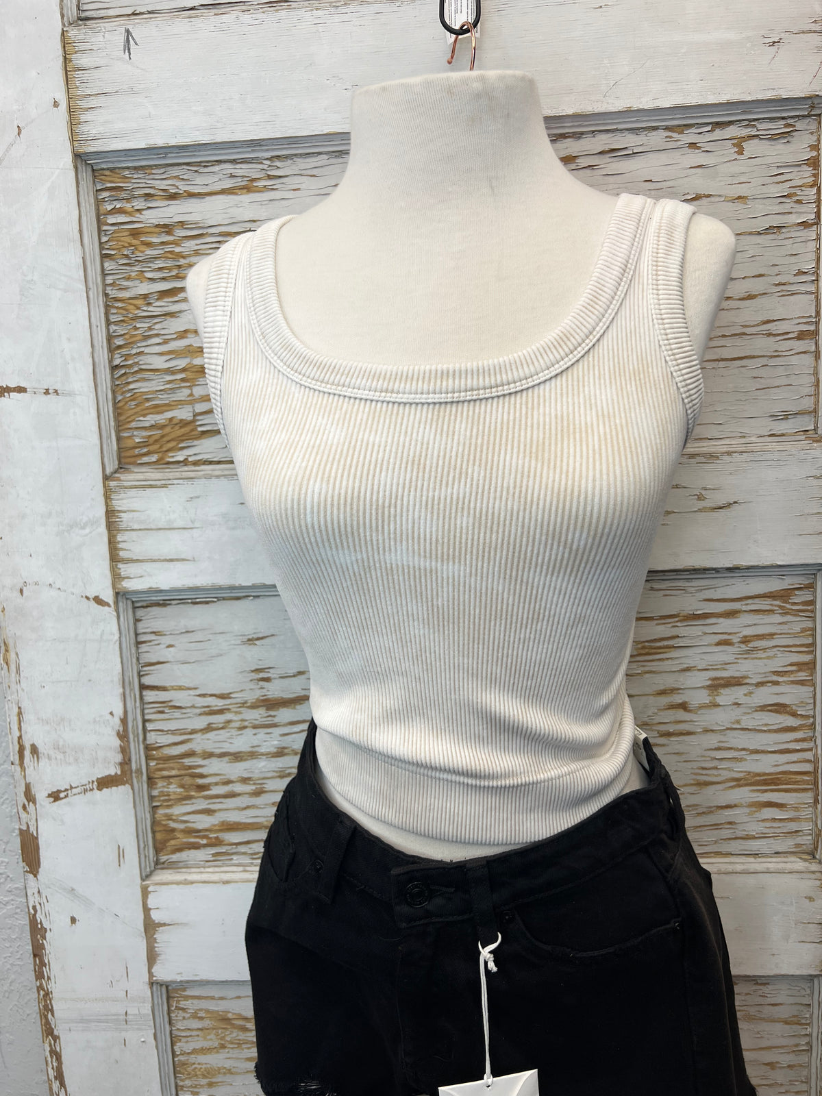 White Ribbed Tank Top
