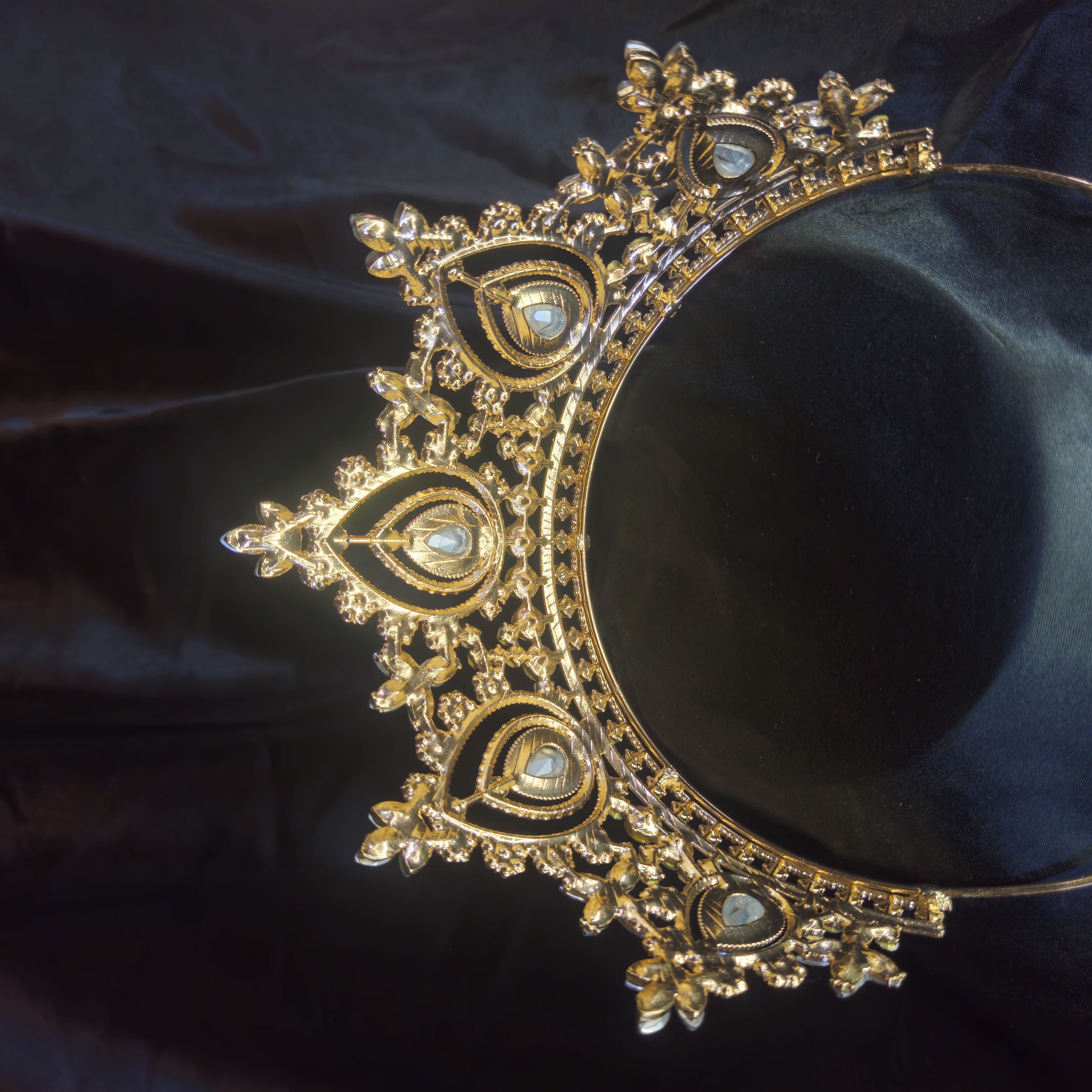 Big Bling Tiara — Gold with Diamond-Style Crystals — view 2