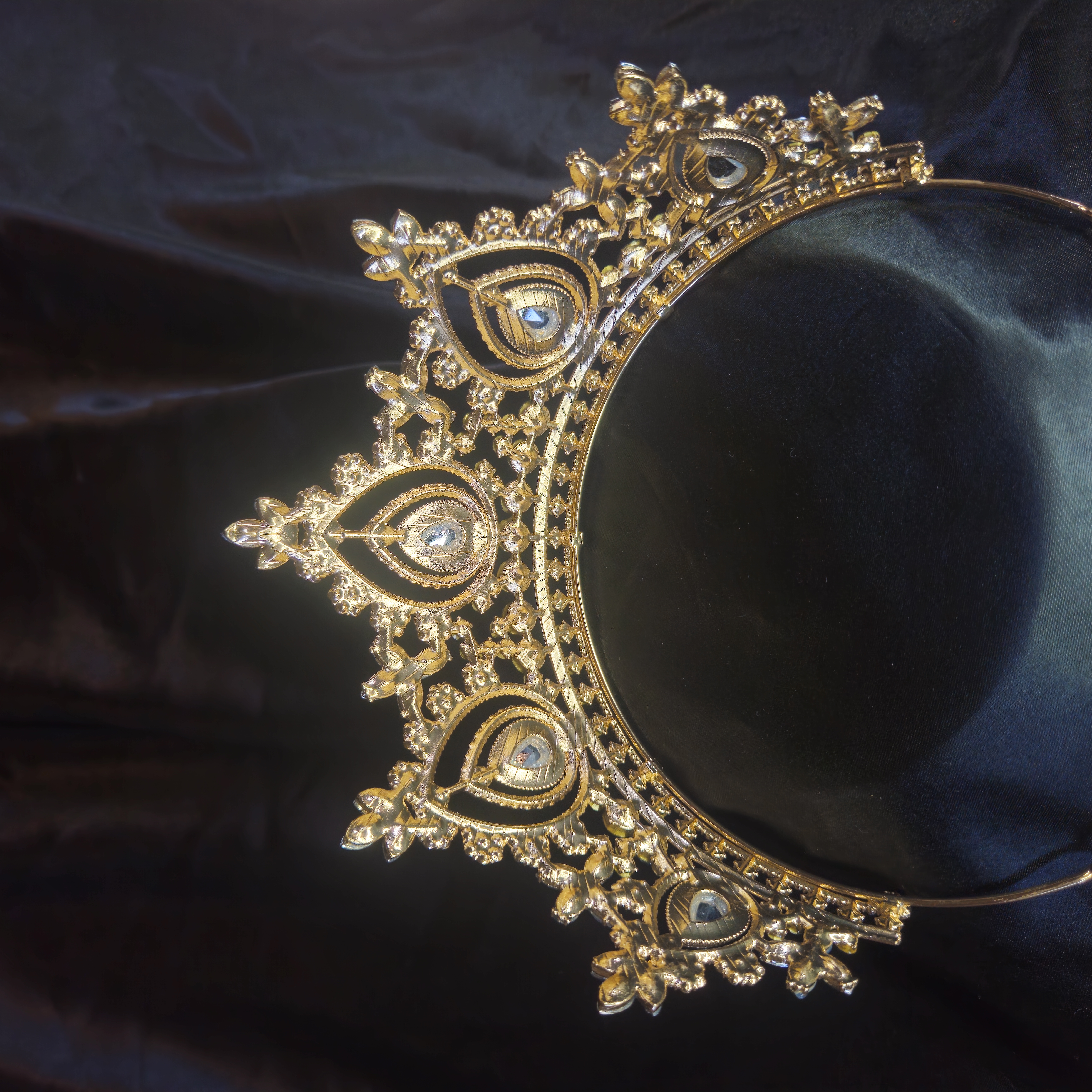 Big Bling Tiara — Gold with Emerald-Green Accents — view 2