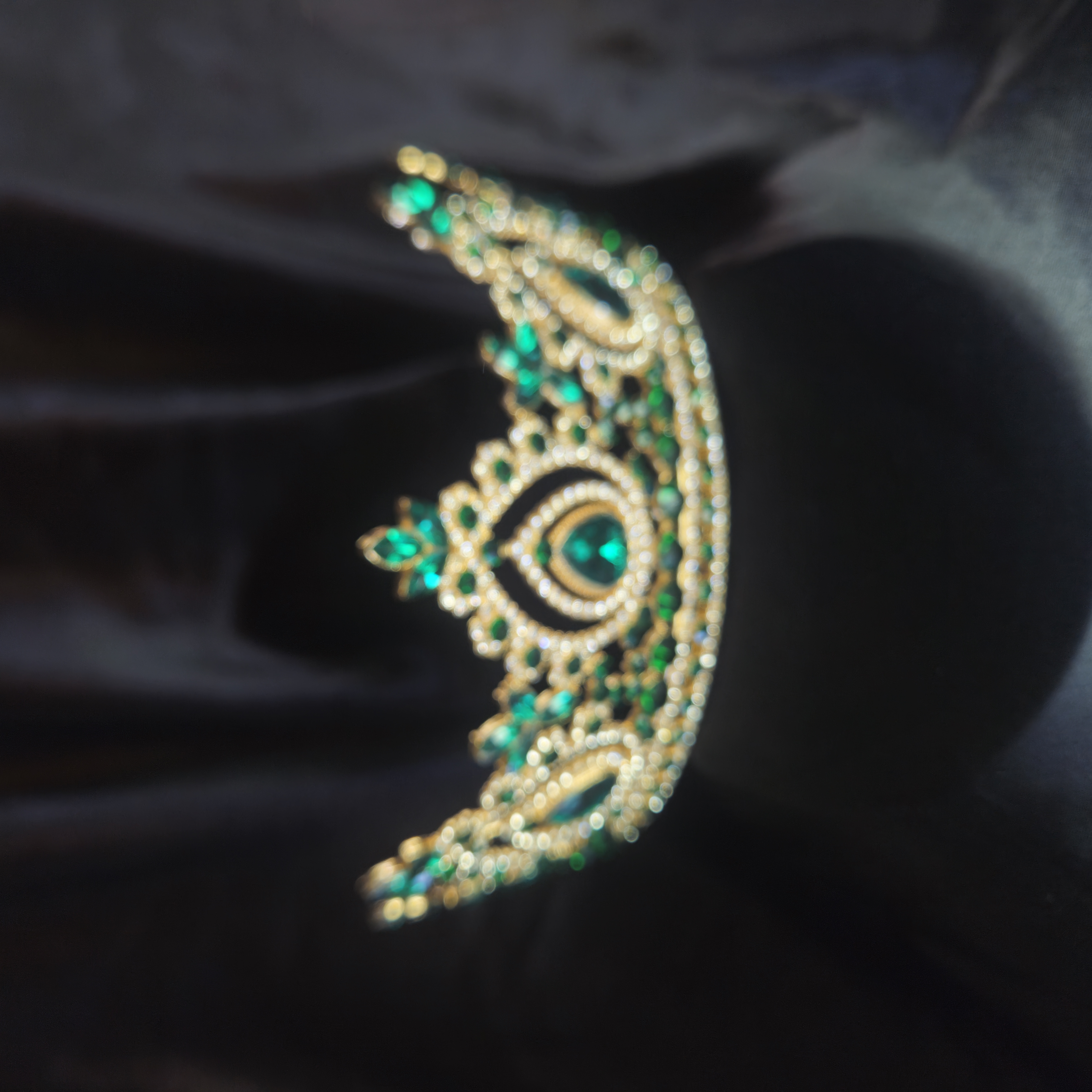 Big Bling Tiara — Gold with Emerald-Green Accents