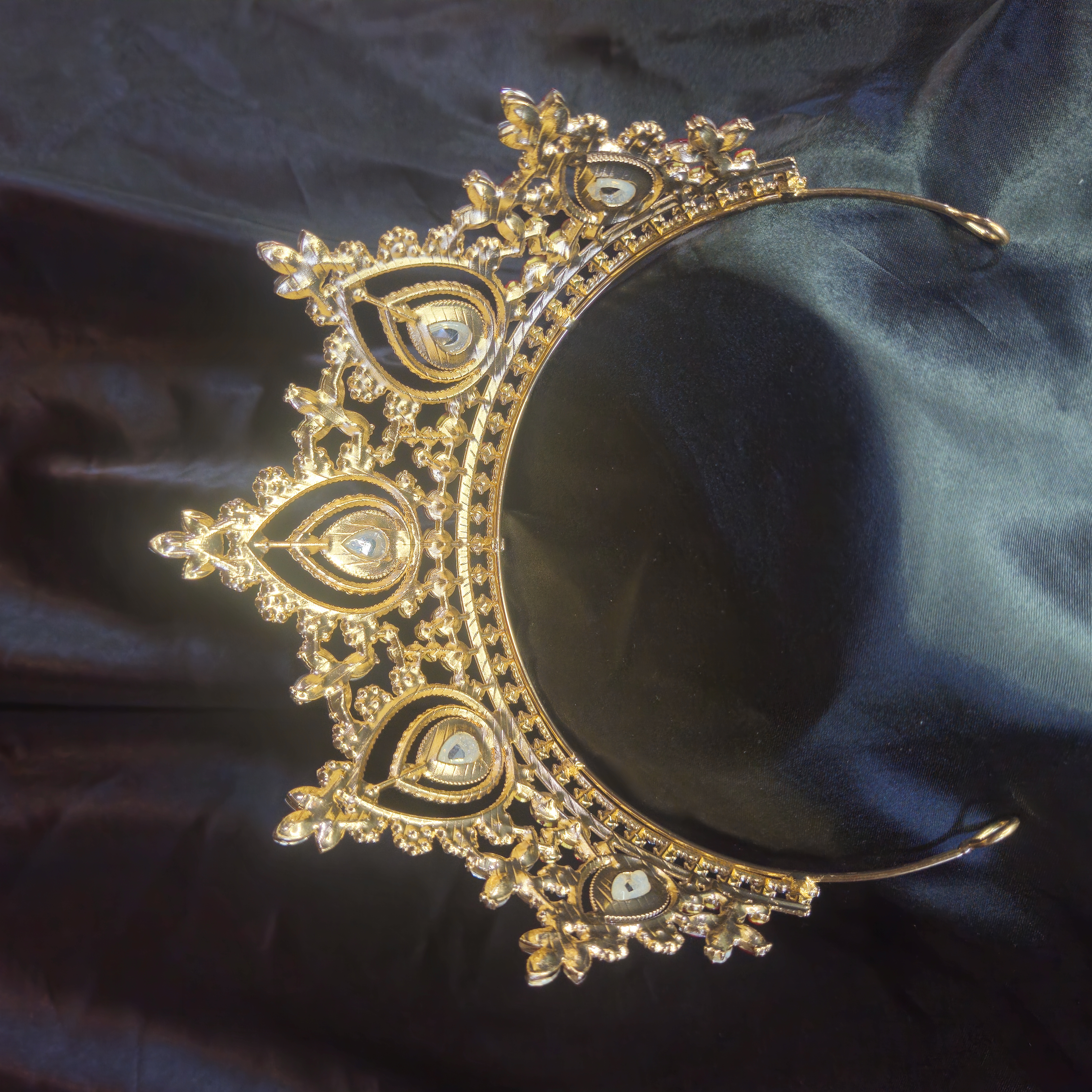 Big Bling Tiara — Gold with Ruby-Red Crystals — view 2