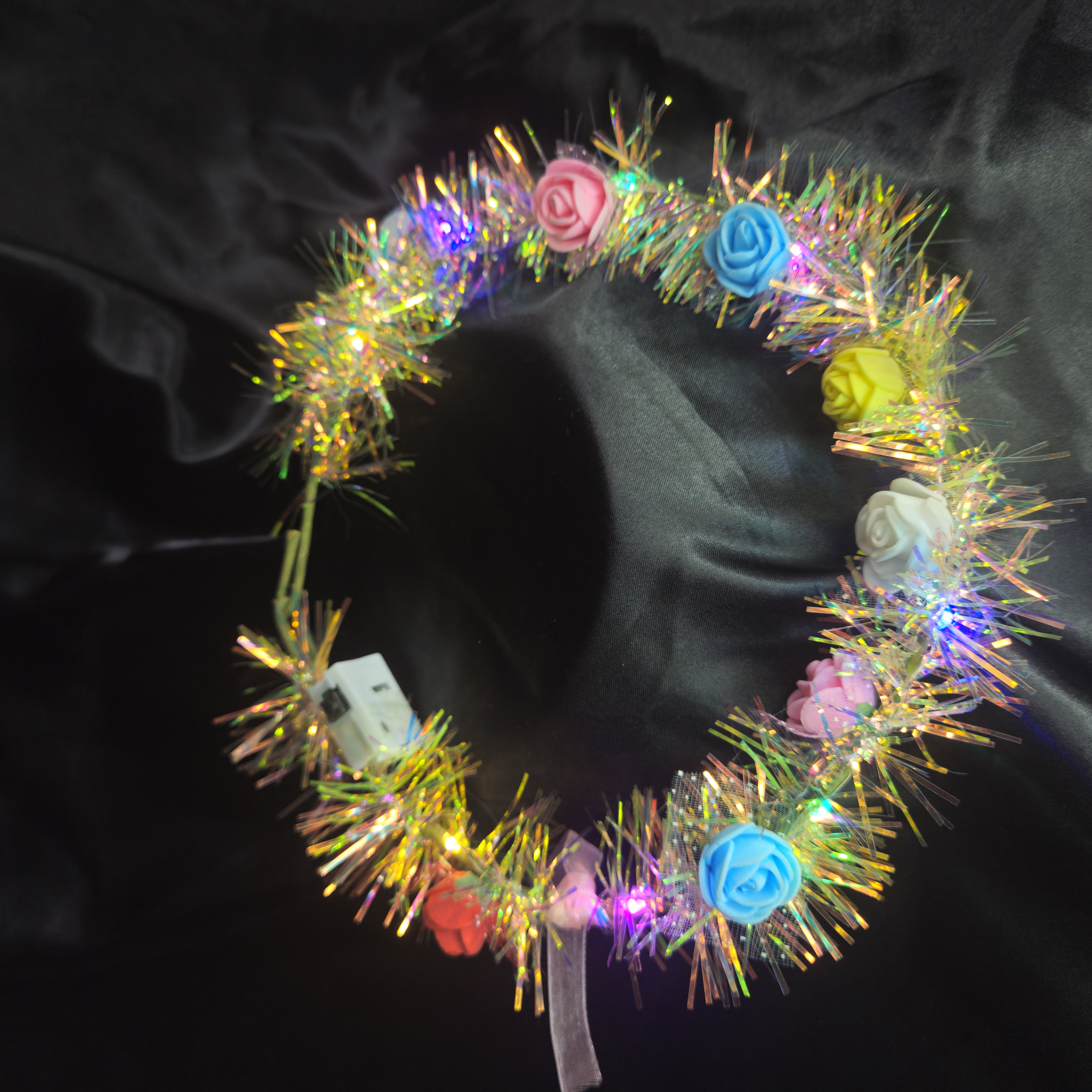 Light-Up Sparkly Flower Garland — Multicolor LED Crown — view 2
