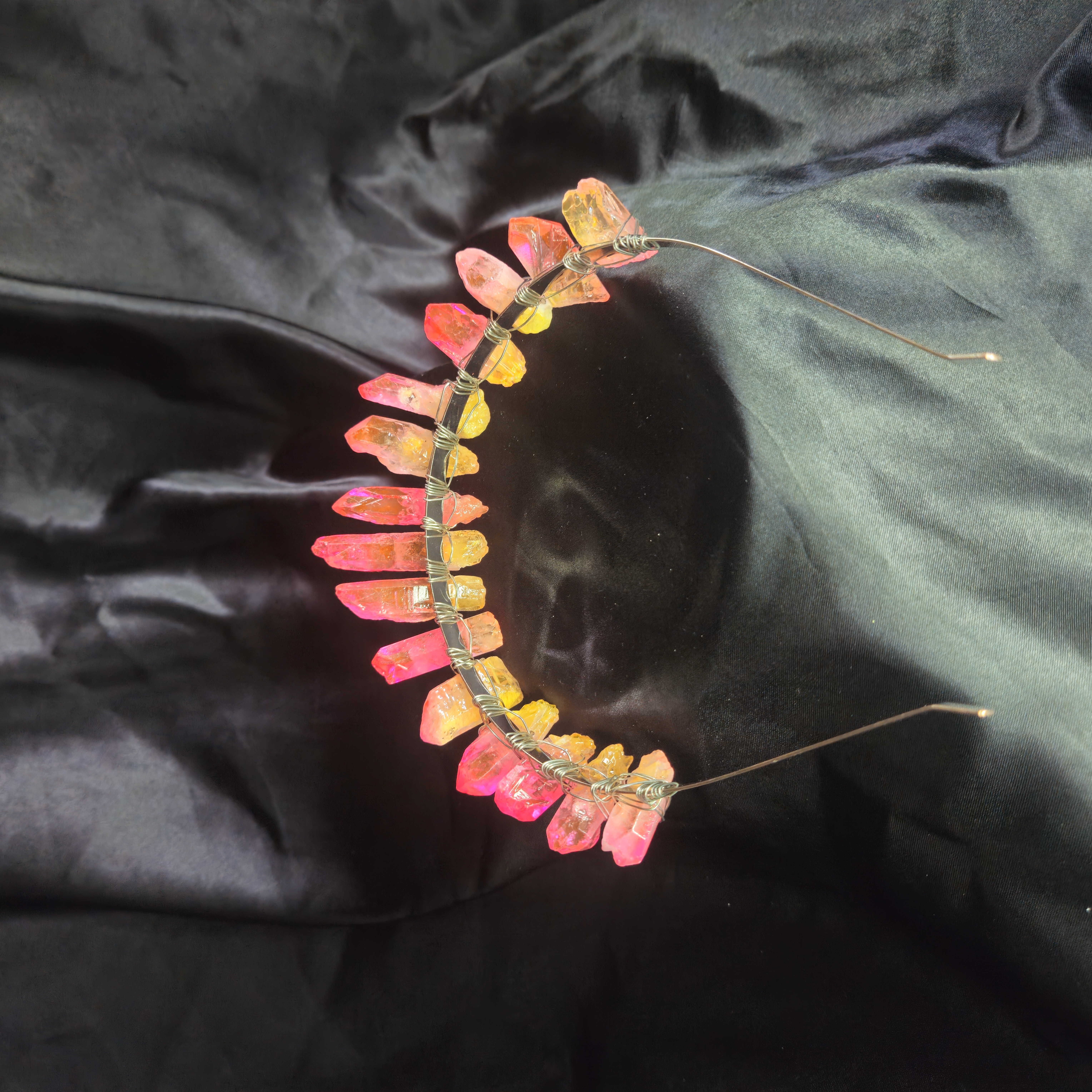 Quartz Crystal Tiara — Peach Pink Ombré — view 2