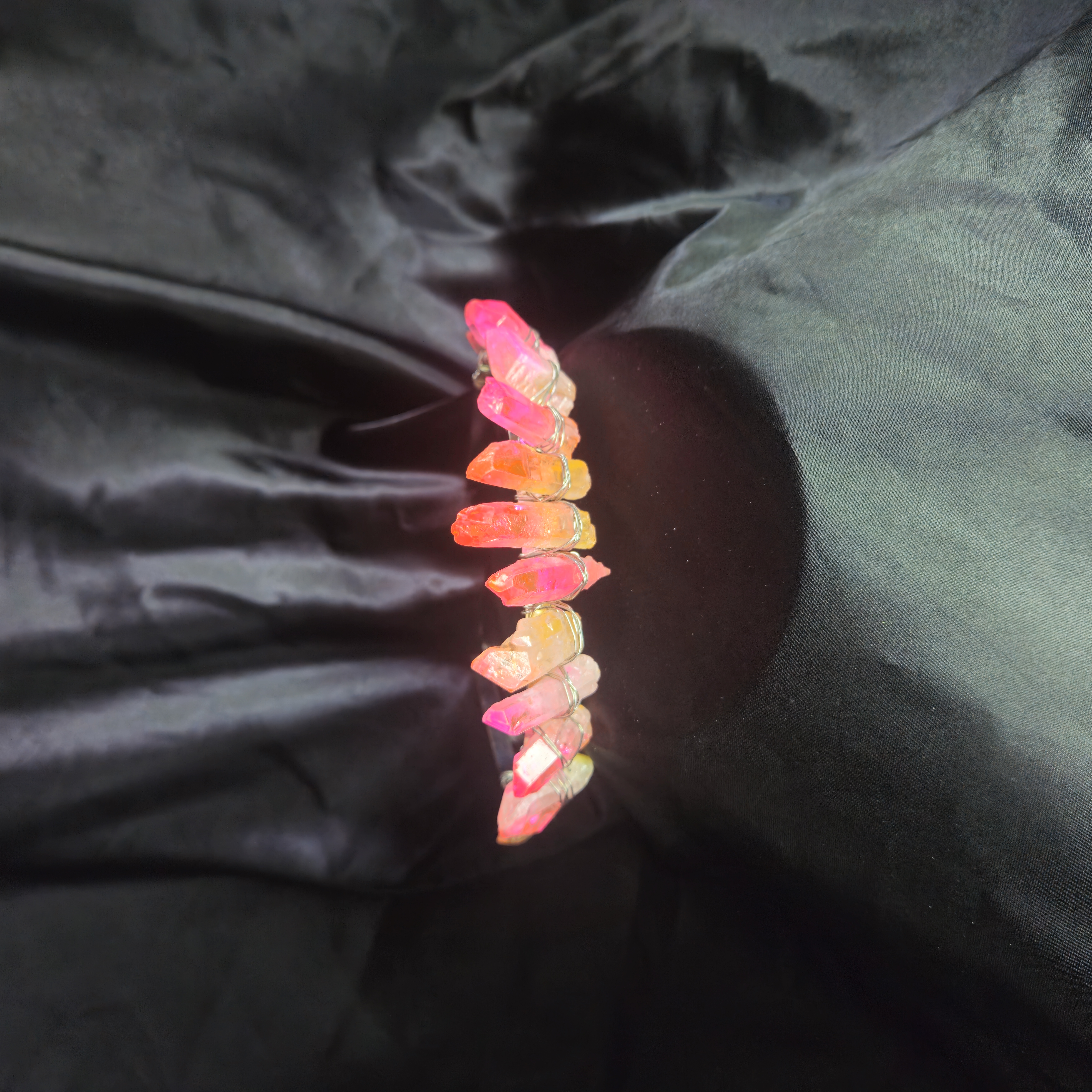 Quartz Crystal Tiara — Peach Pink Ombré