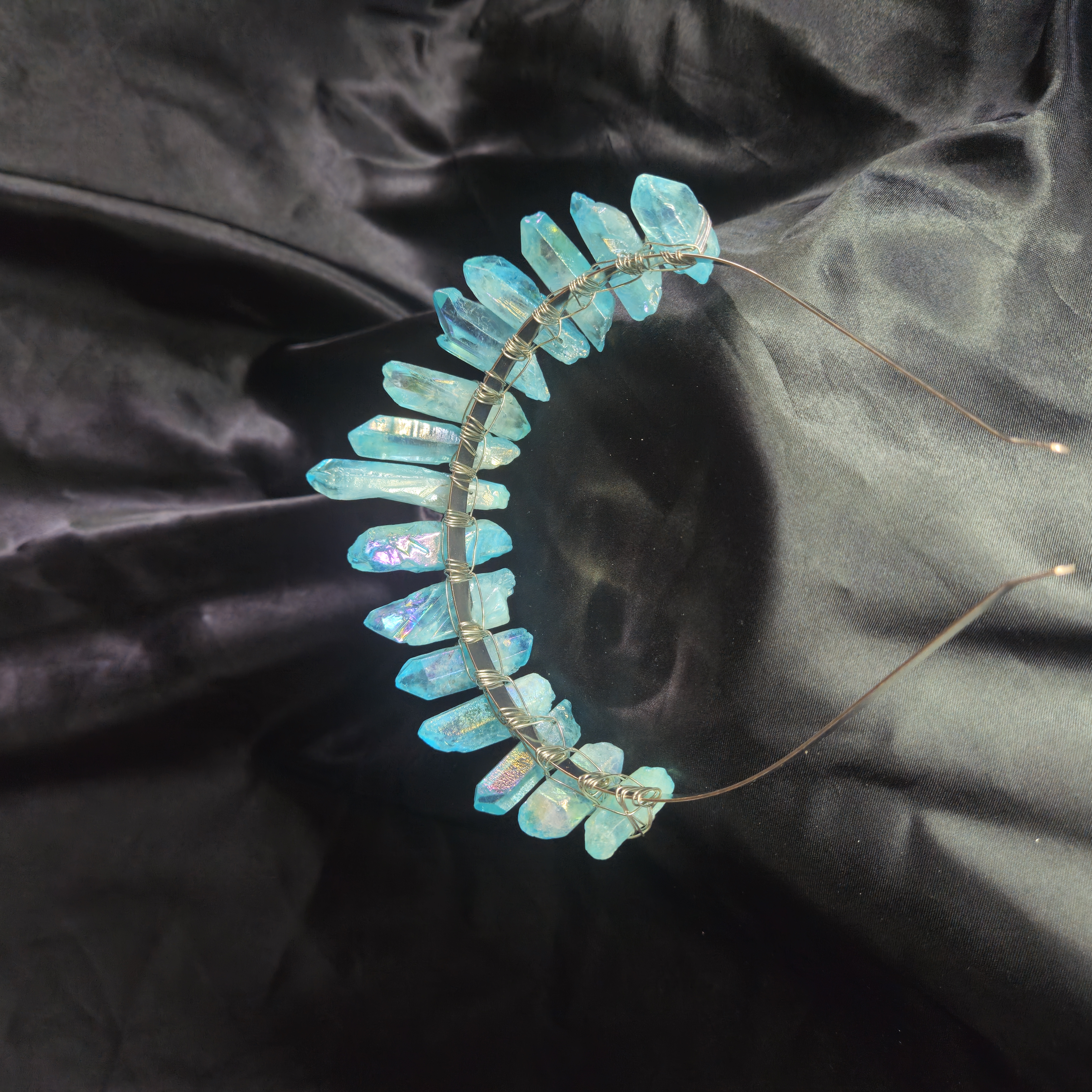 Quartz Crystal Tiara — Aqua Blue — view 2