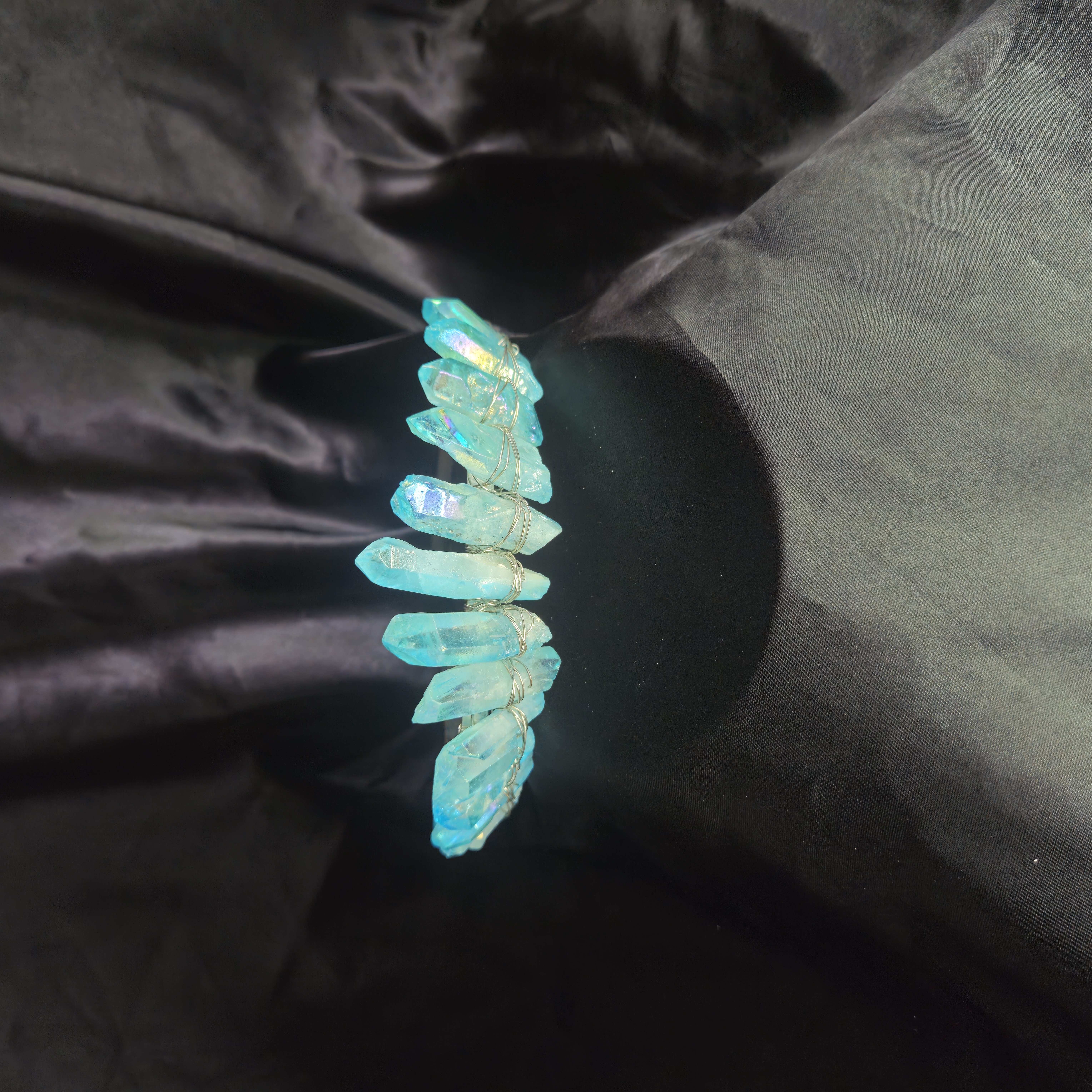 Quartz Crystal Tiara — Aqua Blue