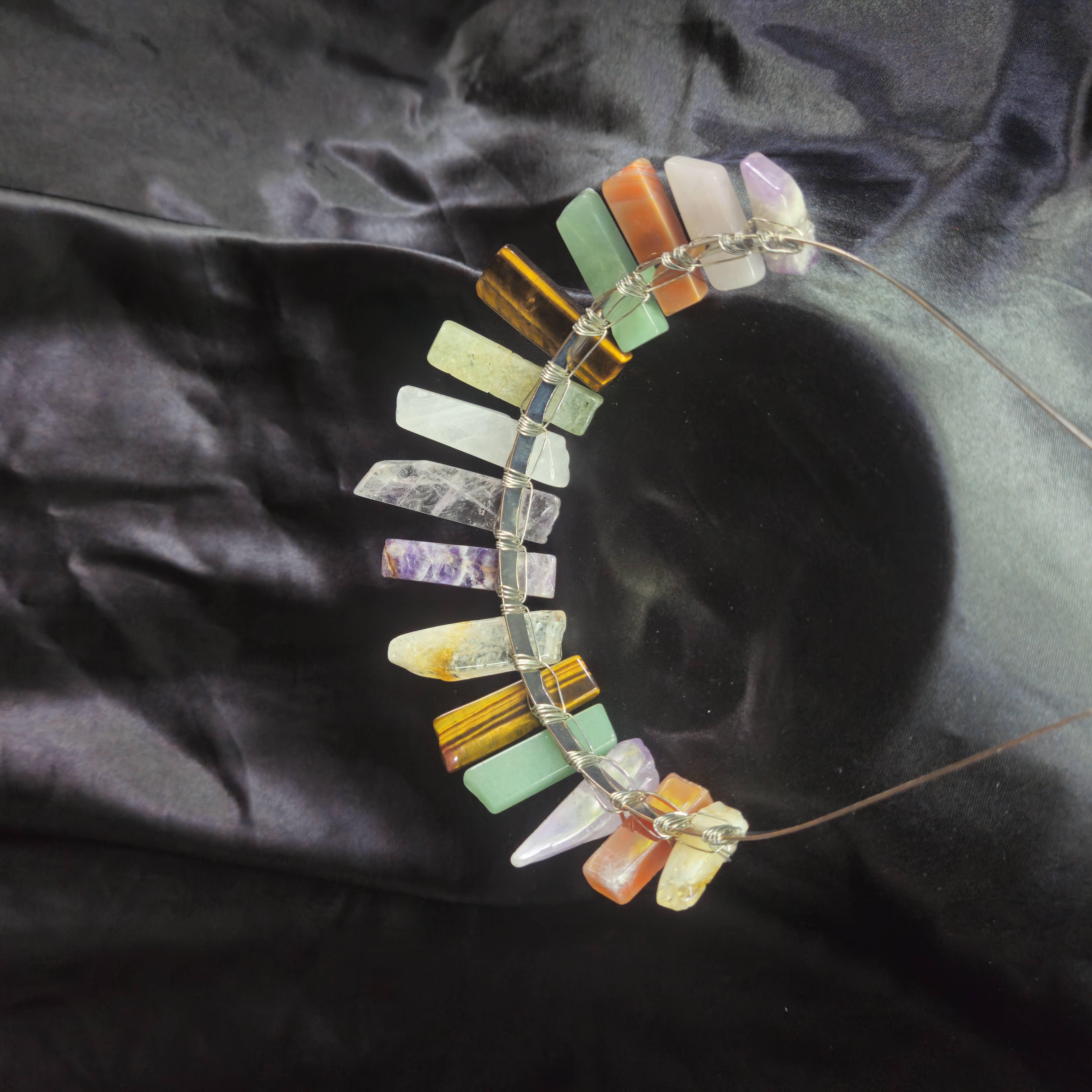 Quartz Crystal Tiara — Mixed Earthy Tones — view 2