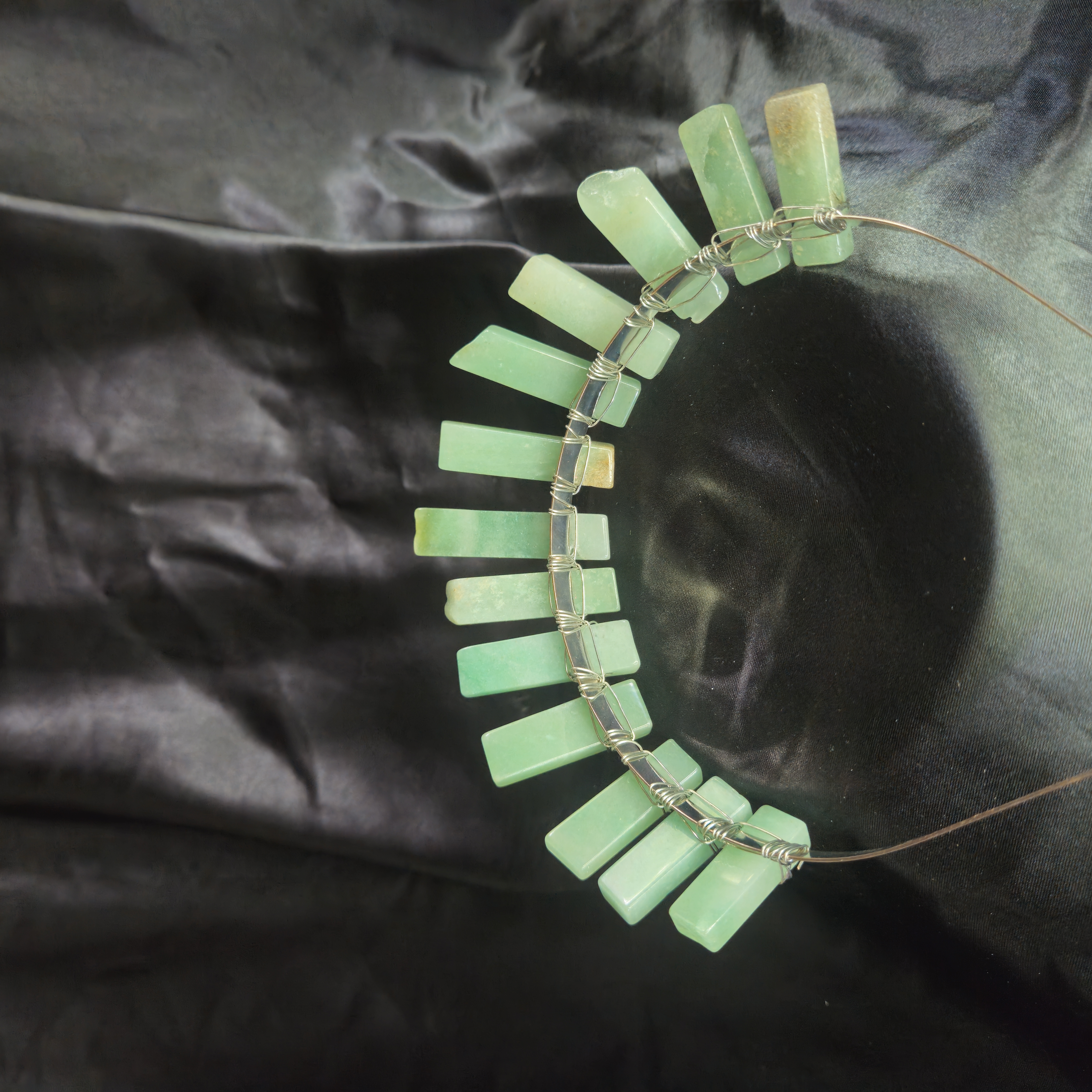 Quartz Crystal Tiara — Clear Jade with Black Speckle — view 2