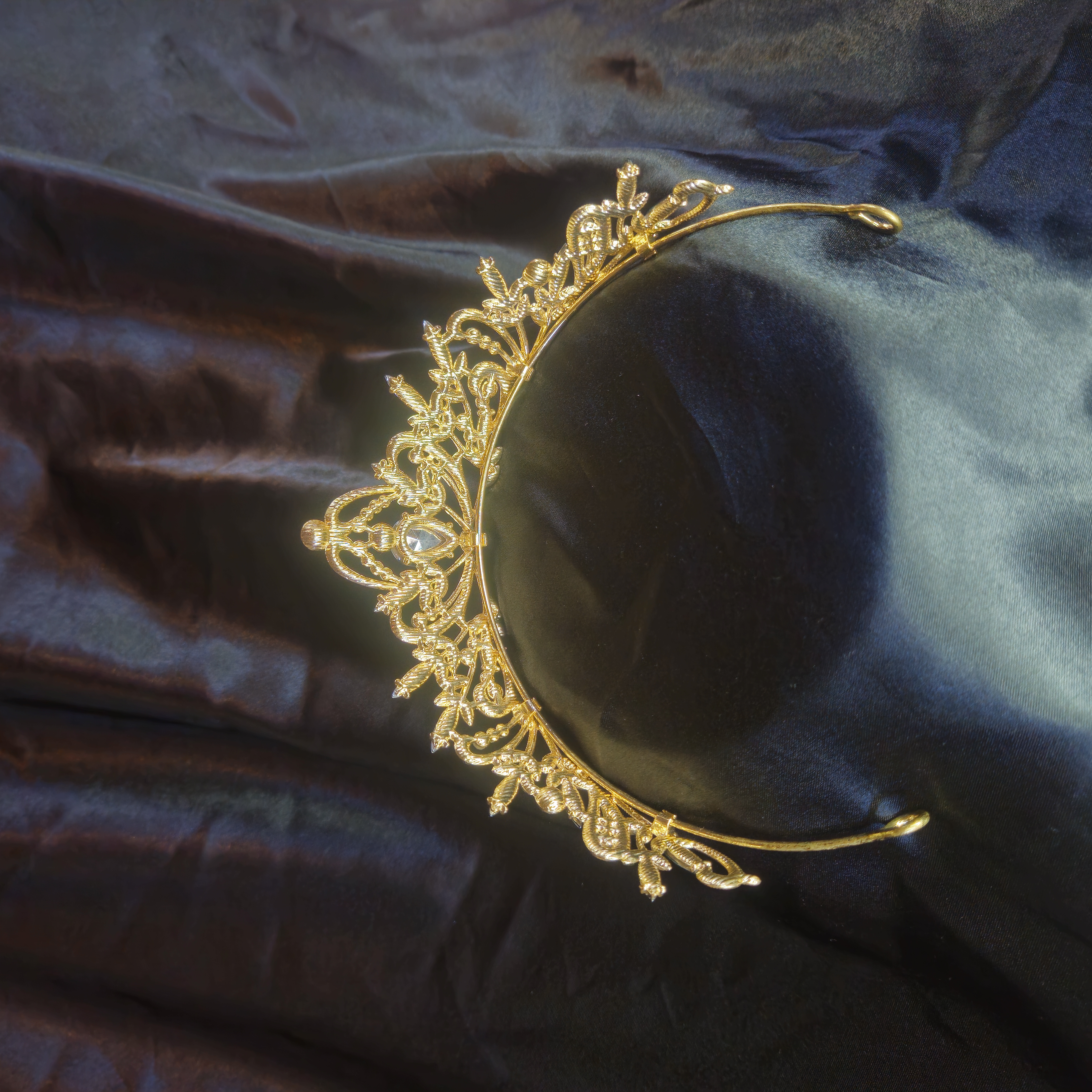 Single Arch Tiara — Gold with Emerald and Diamond Accents — view 2