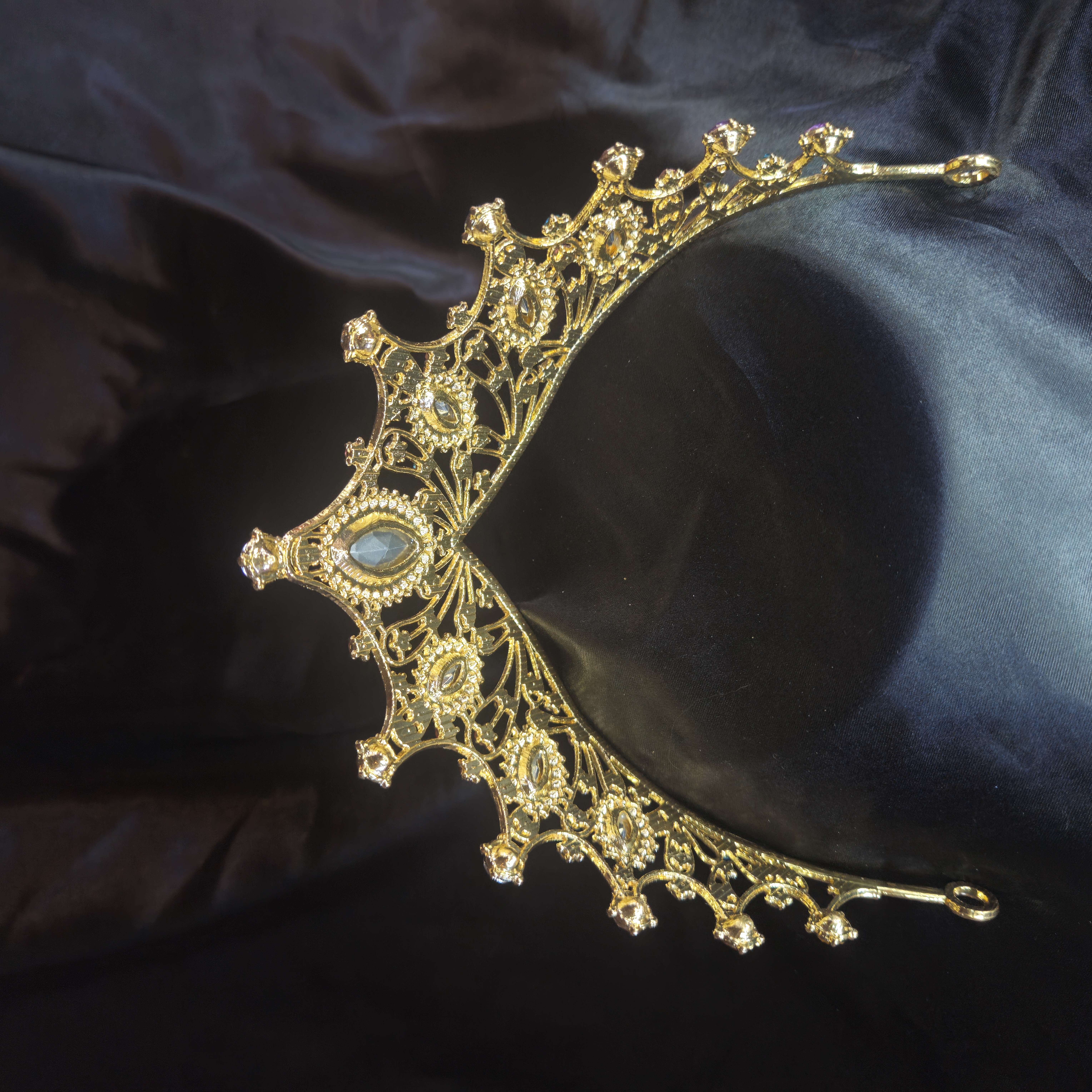 Widow's Peak Tiara — Gold with Ruby-Red Center Stone — view 2