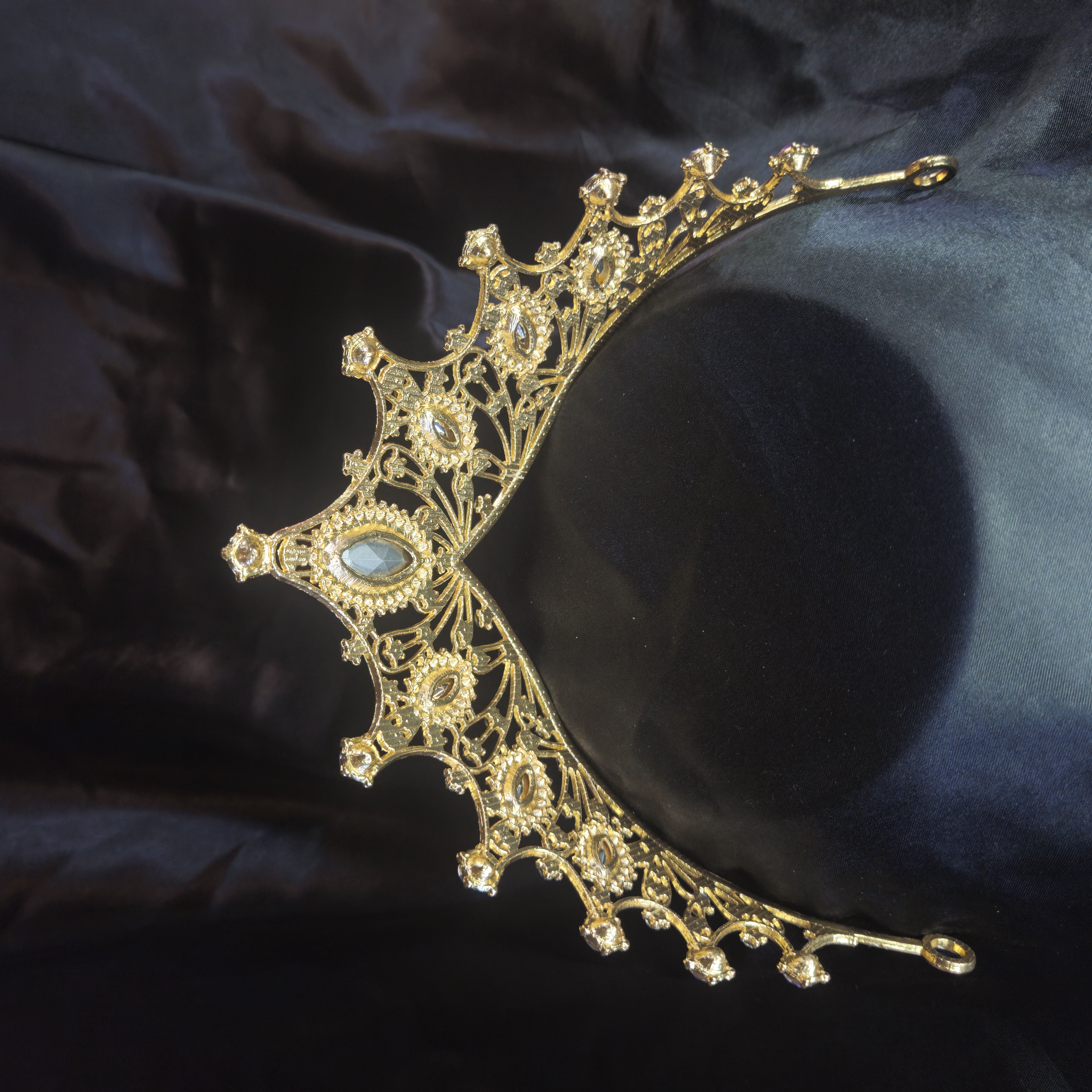 Widow's Peak Tiara — Gold with Violet AB-Iridescent Stones — view 2
