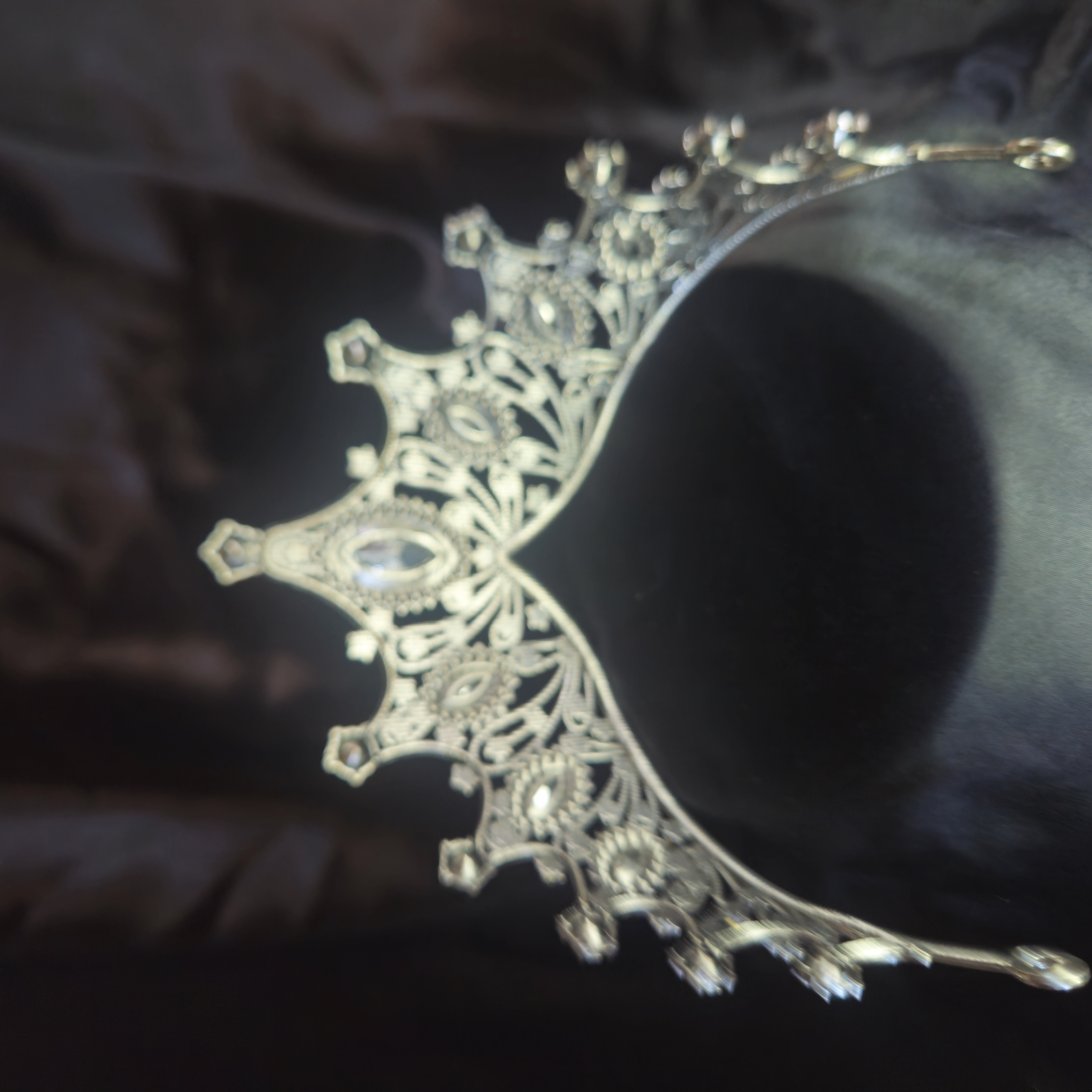 Widow's Peak Tiara — Silver with Emerald-Green Center — view 2