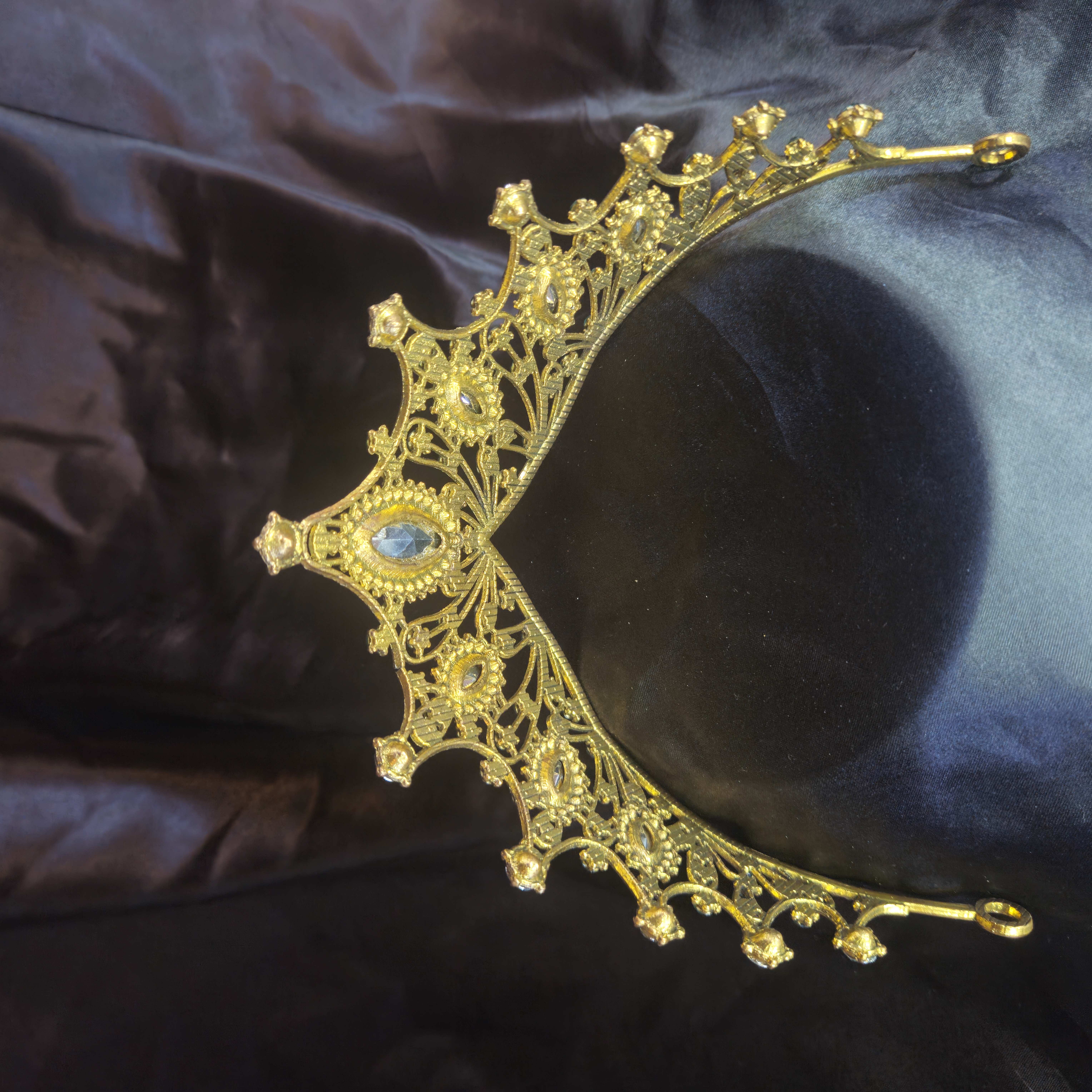 Widow's Peak Tiara — Gold with Emerald-Green Center — view 2